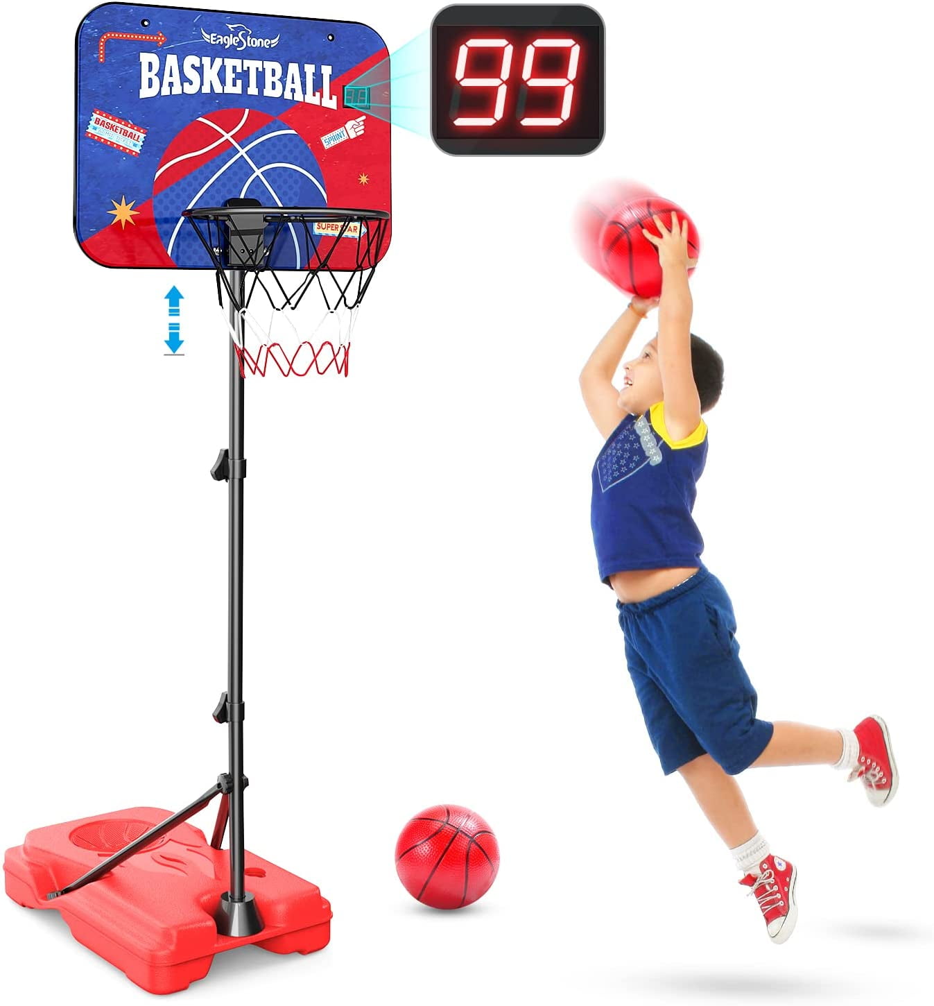 Small Do4U Kids Sports Toy Adjustable Basketball Backboard Basketball Hoop Set 