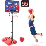 JoyStone Kids Basketball Hoop with Electronic Scoreboard Stand Adjustable Height 3.5-6 FT for Young Kids Play Indoor and Outdoor Metal Hoop
