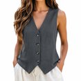 thumbnail image 3 of Vest Tops for Women, Cotton Linen Button Down Sleeveless Shirts, Business Casual Tank Vests Top Summer Fashion 2026, 3 of 7