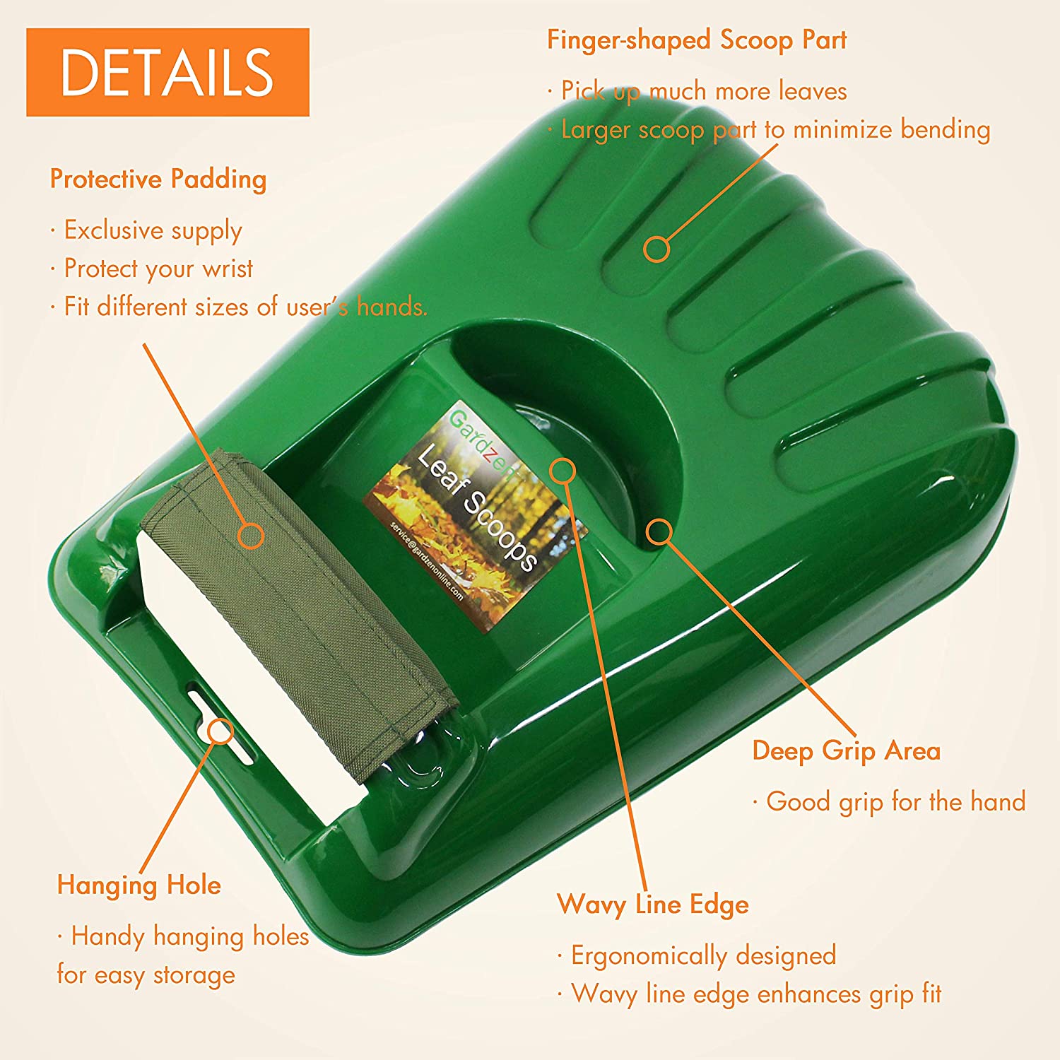Gardzen Large Leaf Scoop & 12 Tines Gardening Leaf Rake Set, Comes with 72 Gallon Garden Bag