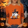 thumbnail image 2 of Edvintorg Womens 3/4 Sleeve Tops Halloween Printed Crew Neck Casual Lightweight Pullover Shirt Plus Size Women Clothing S-5XL Orange, 2 of 4