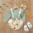 thumbnail image 1 of DPTALR Tenues pour Bébé Fille Fleurs Nœud Été Combinaison Trois Pièces, 1 of 9