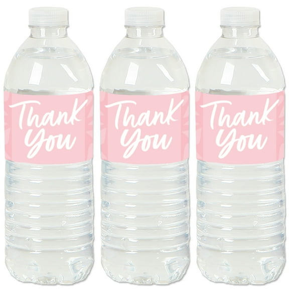 Big Dot of Happiness Pink Elegantly Simple - Guest Party Favors Water Bottle Sticker Labels - Set of 20