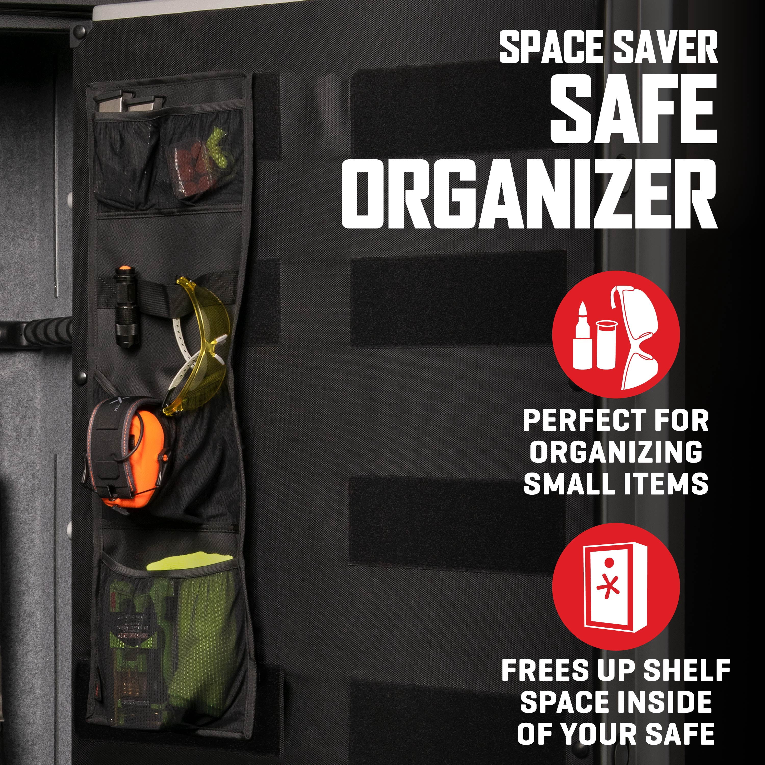 Allen Company Safe Door Organizer, 3 Storage Pockets, Hook and Loop Mount