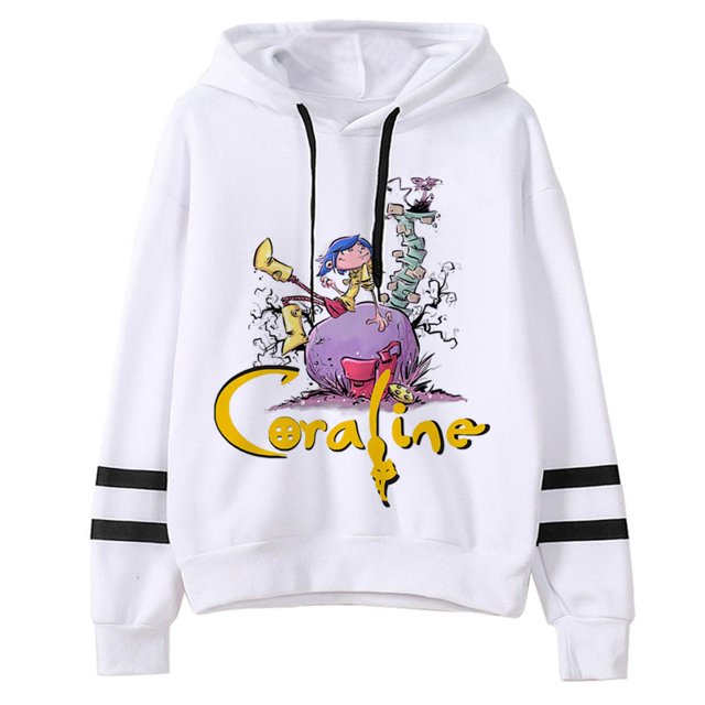 Coraline Sudaderas Con Capucha Mujeres anime Vellón Gótico hoddies Tira De Las Estética