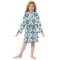 thumbnail image 6 of FORMRS Niños Bathrobe Unisex Hooded Robe Soft Plush Pajamas Sleepwear, Size 2-3T, Blue Mosaic Pattern, 6 of 7