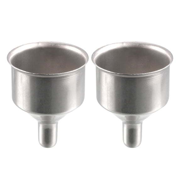 Uxcell Stainless Steel Oil Bottle Flask Transfer Mini Funnel Silver Tone 2 Pack