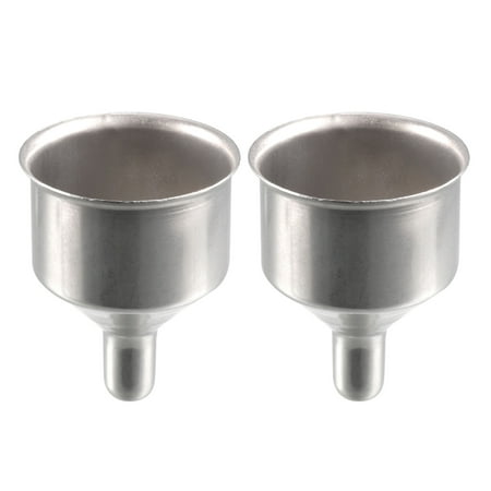 Uxcell Stainless Steel Oil Bottle Flask Transfer Mini Funnel Silver Tone 2 Pack