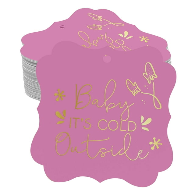 Inkdotpot Étiquette de Biberon pour Bébé "It's Cold Outside" en Véritable Feuille d'Or, Forme de Support, Lot de 50