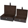 thumbnail image 5 of DecMode Handmade Storage Dark Brown Leather Decorative Box with Snap Front Closure and Detailed Stitching, 2 Count, 5 of 7