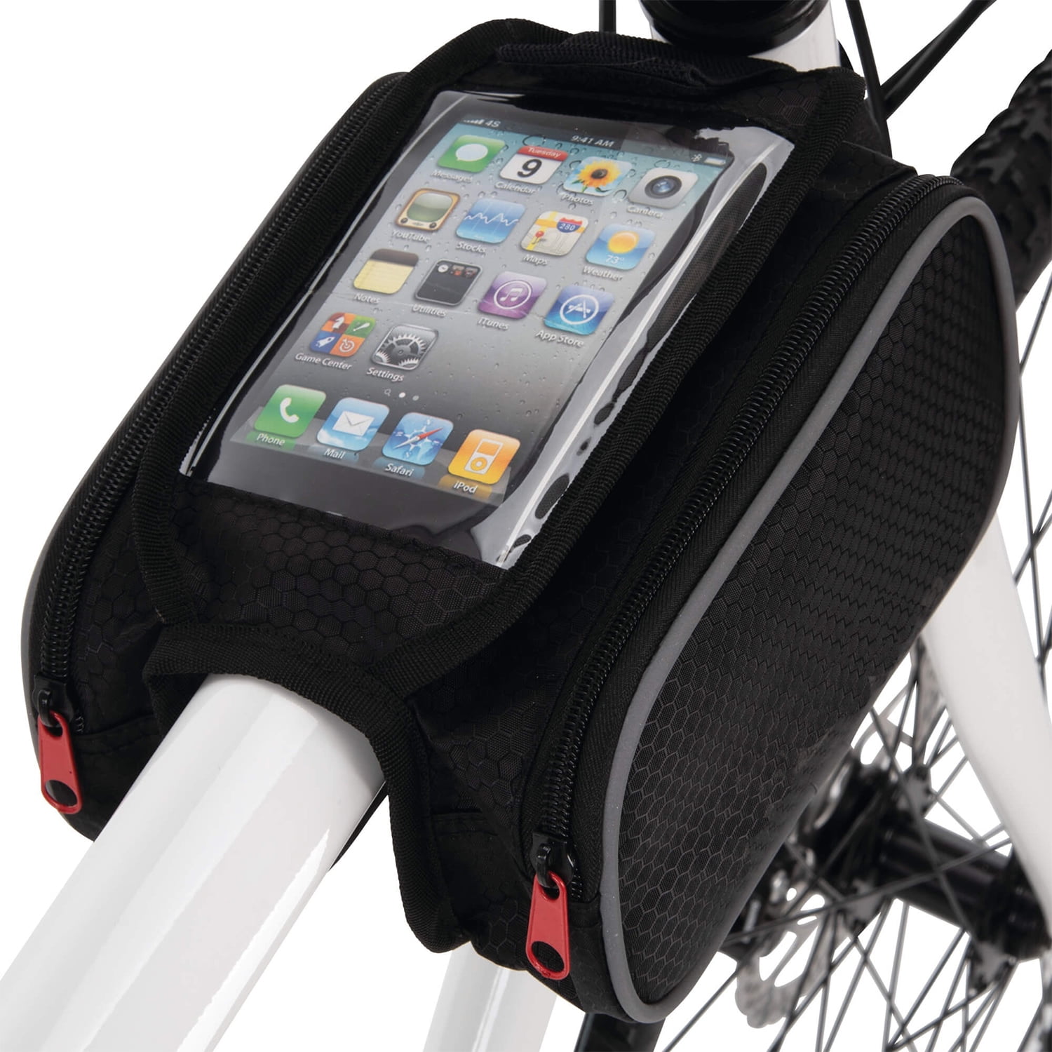 Waterproof Bicycle Top Tube Bag Bike Phone Holder Bag with Touch Screen Reflective Strips Cycling Storage Pouch Bike Front Beam Bag for Smartphone Below 6.5 Inches Number-one Bike Frame Bag