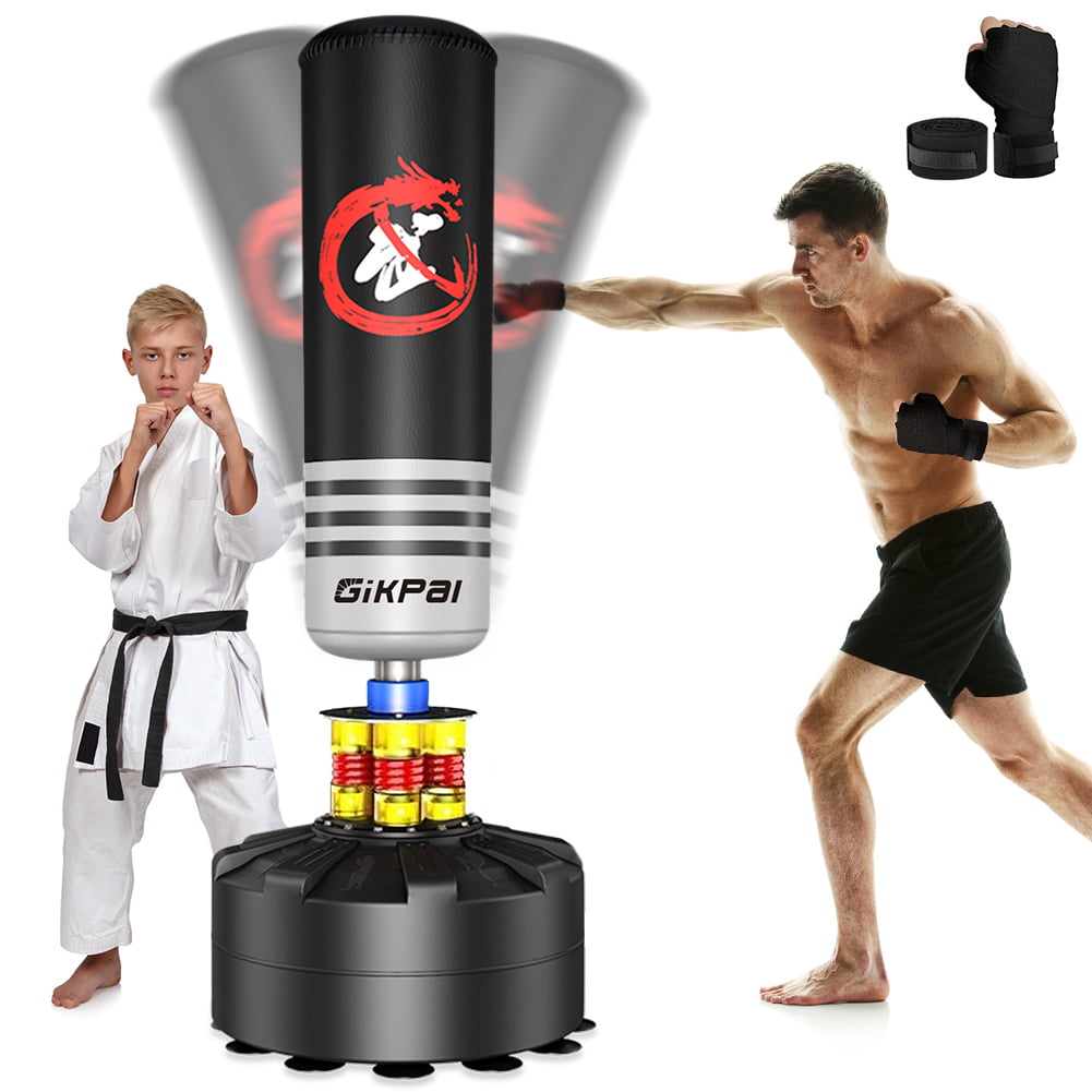 Boxing Speed Punch Bag Freestanding Height Adjustable with Reflex Bar and Gloves Rotating Flexible Arm Speed Ball Waterable Base for Adult & Kids