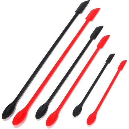 

Happon 6 Pieces Mini Spatula Silicone Reusable Jar Spatulas Last Drop Small Silicone Spoons Double-Ended Tiny Silicone Spoon Spatula for Kitchen and Beauty (Red + Black)