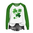 thumbnail image 4 of St Patricks Day Sweatshirt Women Green Long Sleeve Shirts Shamrock Crewneck Sweatshirt Color Block Raglan Tops Cute St Patricks Day Shirt Women, 4 of 5