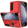 thumbnail image 3 of Elegant Choise Case with Ring Stand and Slide Camera Lens for Samsung Galaxy Z Fold 5 5G, Red, 3 of 16