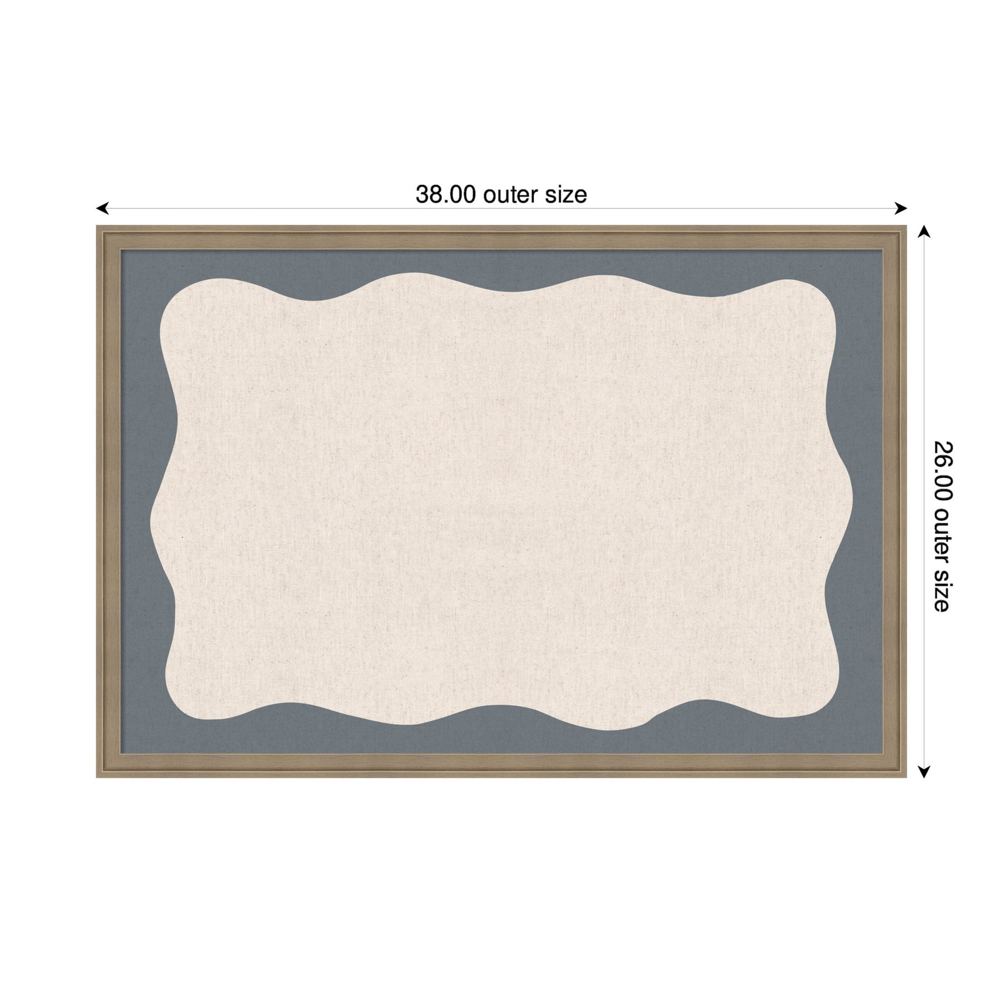 Kate and Laurel Framed Fabric Pinboard 38 x 26,  Printed Linen Classic Bulletin Board for Use as a Vision Board or Wall Organization, Florence Light Brown Frame