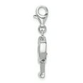 thumbnail image 2 of Amore La Vita  Sterling Silver Rhodium-plated Polished CZ Enameled Open Champagne Glass Charm with Fancy Lobster Clasp, 2 of 3