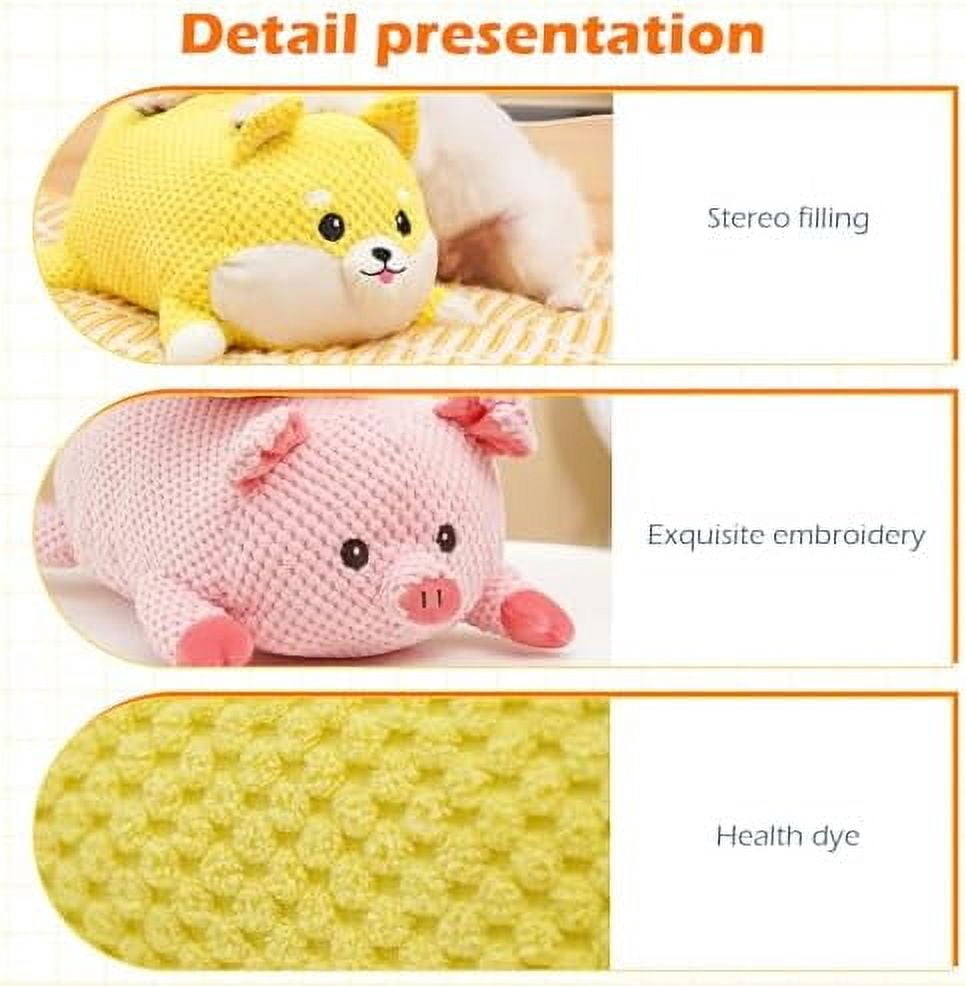 Pig Plush Squeaky Dog Toy, 2024 Upgraded Durable Plush Dog Toy Squeak Toys, Dog Stuffed Animals Chew Toy Soft Plush Yellow Stuffed Pig Dog Chew Toy for Dogs Indoor Puppy (Small, Pink Pig) Small