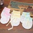 thumbnail image 3 of Binhe 4Pair Baby Cotton Gloves No Scratch Mittens for 0-6 Months Boys Girls with Soft Cotton No Scratch Mittens for Solid Color, 3 of 5
