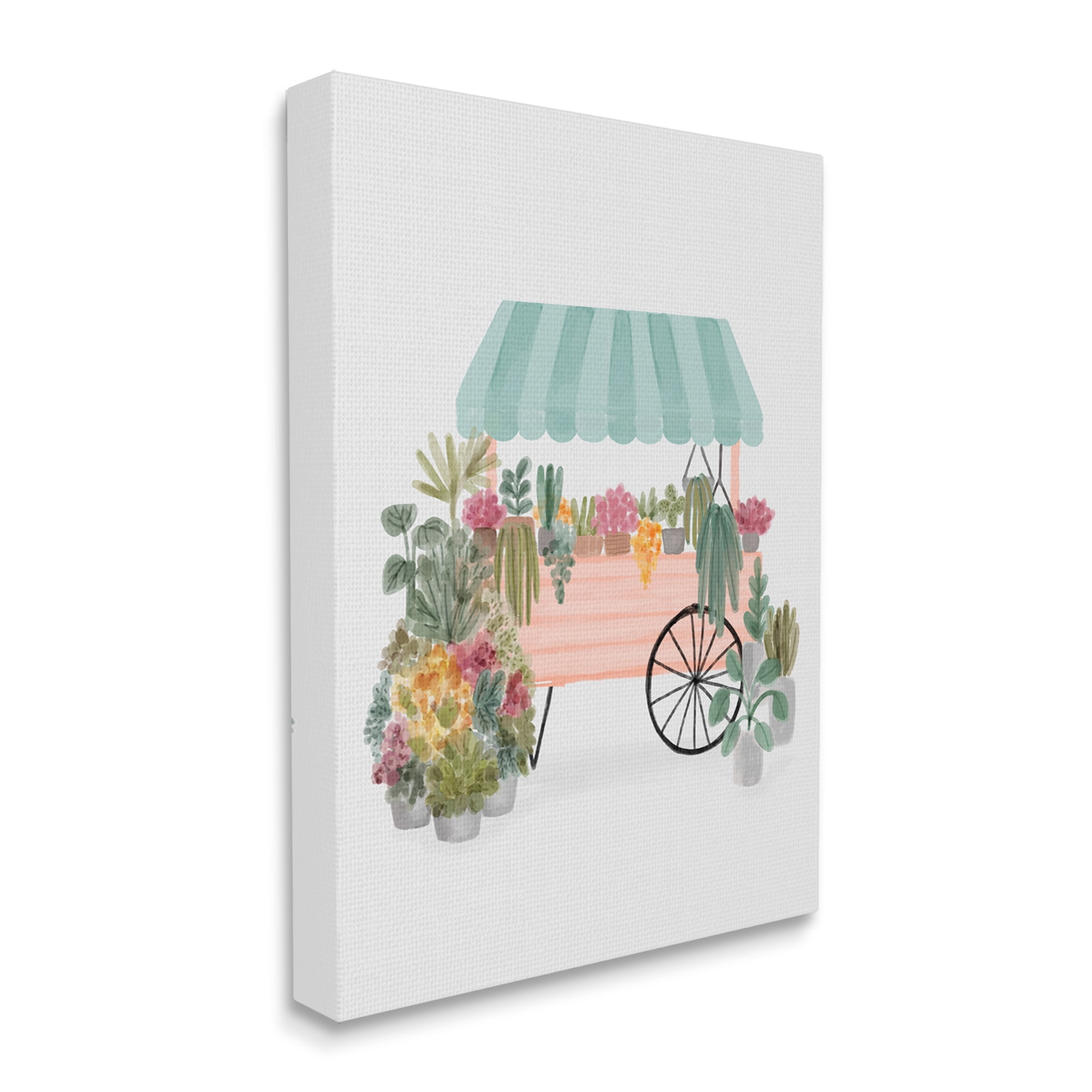 Stupell Industries Quaint Floral Succulents Potted Plants Wagon Canopy Canvas Wall Art, 36 x 48, Design by Nina Muis Surface Design