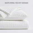 thumbnail image 5 of EVERGRACE Luxury Velvet Quilt Set Queen Size 3 Piece, Soft Cross-Stitch Velvet Comforter Set with Pillow Shams, Lightweight Coverlet Bedspread for All Seasons, Bright White, 5 of 8