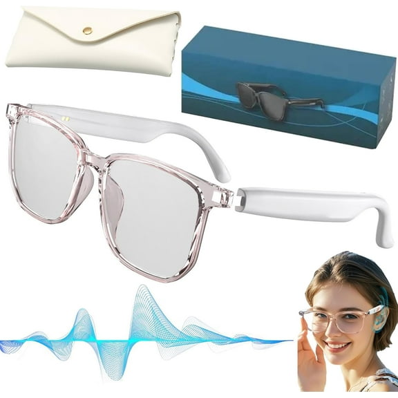 Lenskey AI Translation Glasses, 144 Language Real-Time Translation Glasses, Music Player & Hands-Free Calls (White)