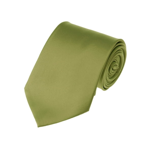 Men's Solid Color Extra Long XL Necktie, Olive Green