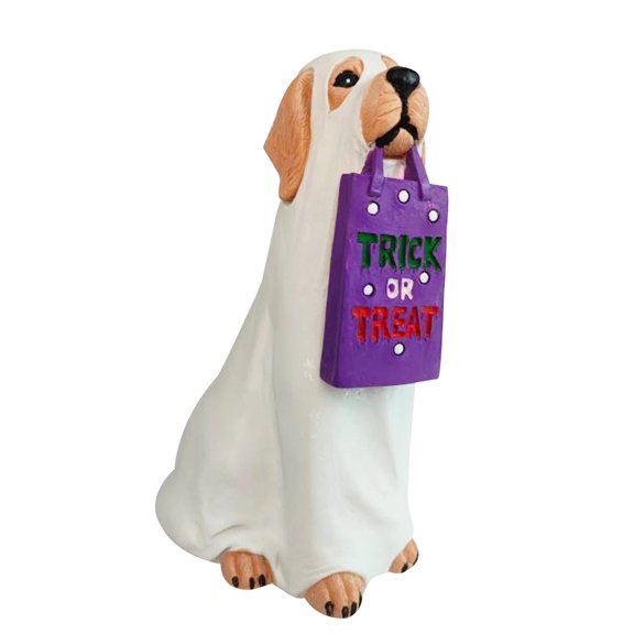 Halloween Dog Statue Decor Pet Memorial Sculpture With LED Gothic Home & Garden Decoration