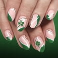 thumbnail image 4 of WEGFTDUOP St Patrick's Day Short Green Glitter Press-On Nails, 24pcs Manicure Set, 4 of 9