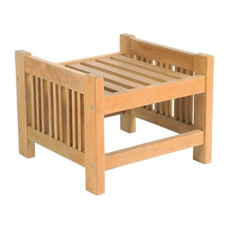 HiTeak Furniture Summer Set Outdoor Teak Ottoman with Sunbrella Cushion