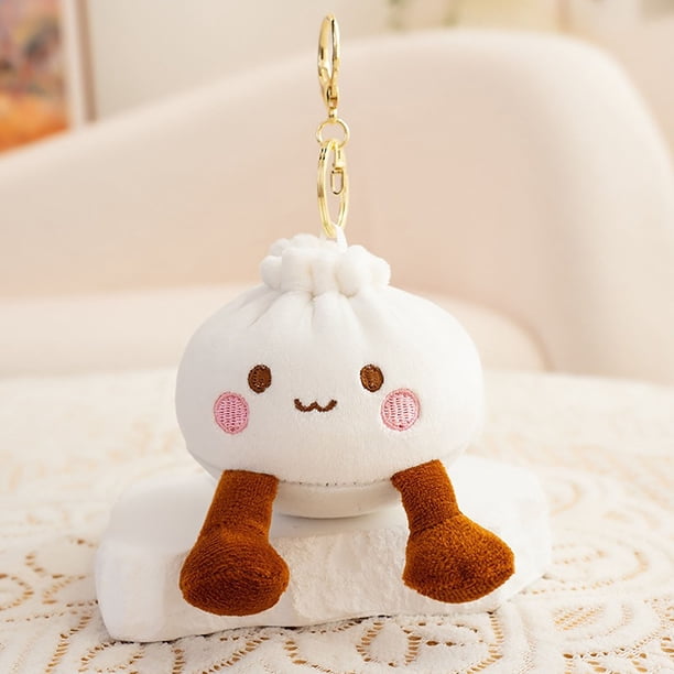 Llavero de bollo al vapor – Llavero de peluche suave con forma de bollo Bao, colgante Kawaii para bolso, lindo regalo con temática de comida para niñas y mujeres.