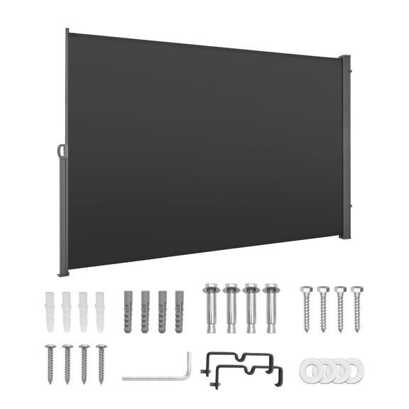 KFFKFF Retractable Side Awning, 71" x 118" Outdoor Privacy Screen with Durable Polyester Fabric, Water-Resistant Sunshade for Patio, Garden, Balcony, Pool, Deck, Gray