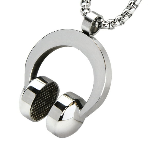 Fashion Stainless Steel Head Phone Pendant with Box Chain 24" SCP 127 S