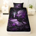 thumbnail image 3 of Homewish Vintage Hipple Skull Twin Sheets,Happy Halloween Bedding,Purple Rose Bed Set,3pcs,1 Fitted Sheet and 1 Pillowcase, 3 of 6