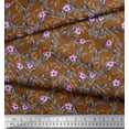 thumbnail image 2 of Soimoi Japan Crepe Satin Fabric Leaves & Periwinkle Floral Print Fabric by The Yard 42 Inch Wide, 2 of 3