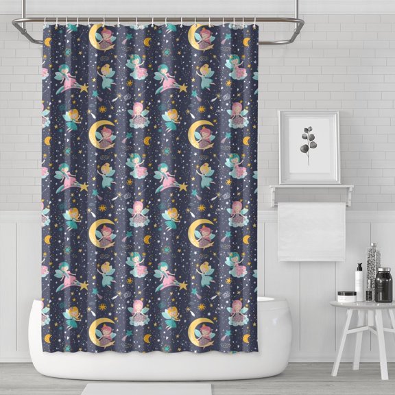Star Fairy Princess Pattern Shower Curtain 72"x72" ,Bathroom Decorative Shower Curtains Set with 12 Hooks,Modern Waterproof Washable Shower Curtain