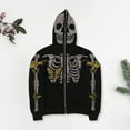 thumbnail image 3 of comerut Unisex Halloween Hoodie Rhinestone Ghost Skeleton Pattern Zipper Closure Hooded Pockets Long Sleeves Party Cosplay Costume Fall Winter Jacket, 3 of 8