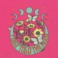 thumbnail image 6 of Wild Bobby I Only Told The Moon, Moon Phases Daisies and Butterflies Vintage Women Slim Fit Junior Tee, Raspberry, Small, 6 of 6