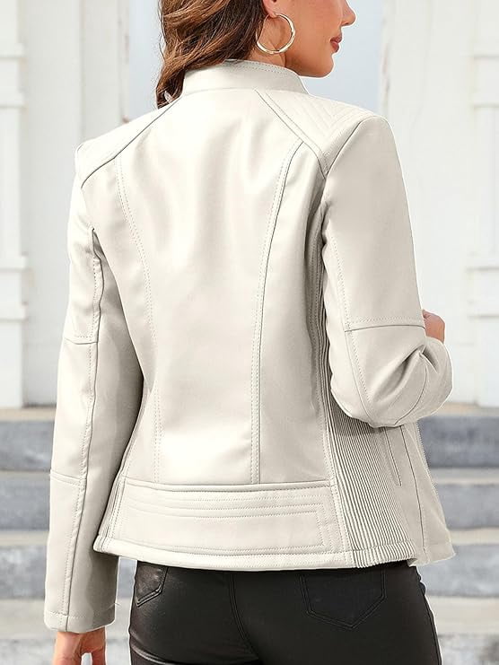 Giolshon Faux Leather Jackets for Women Moto Water Resistant Coat