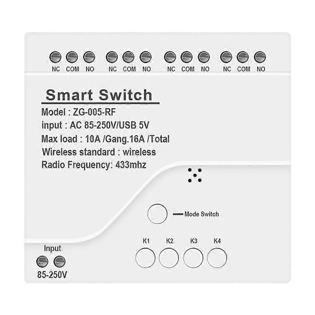 4CH Zigbee Smart Light Switch Module AC 85-250V RF433 Receive 10A Relays Work with Alexa Assistant,T
