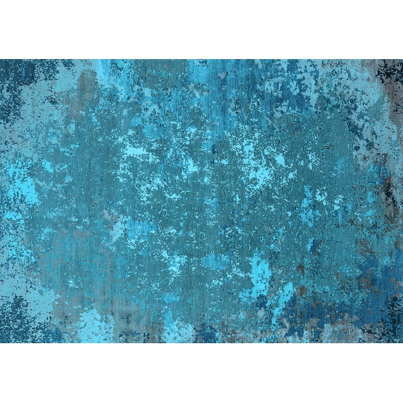 Ahgly Company Indoor Rectangle Oriental Light Blue Industrial Area Rugs, 8' x 12'