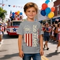 thumbnail image 2 of Curuila Kids 250 Anniversary Usa Shirt For Girls Boys Crew Neck Short Sleeve With Independence Day Prints Breathable Tee Light Gray Size 10-11 Years, 2 of 5