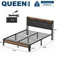 thumbnail image 5 of Lusimo Bed Frame Queen, Metal Platform Bed Frame with Fabric Upholstered Headboard and Charging Station No Box Spring Needed Easy Assembly, Gray, 5 of 10
