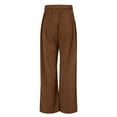thumbnail image 5 of Enjoytime Women's Pants Corduroy Solid Color Elastic High Waist Straight Leg Pants Casual Vintage Comfy Trousers with Pockets Brown XL, 5 of 8