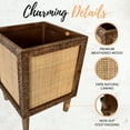 thumbnail image 3 of Autumn Alley Rustic Boho Large Planter - Rattan Cane Planter BoxeS Set of 2 – Wooden Indoor or Outdoor Planter Box Stands, 3 of 10