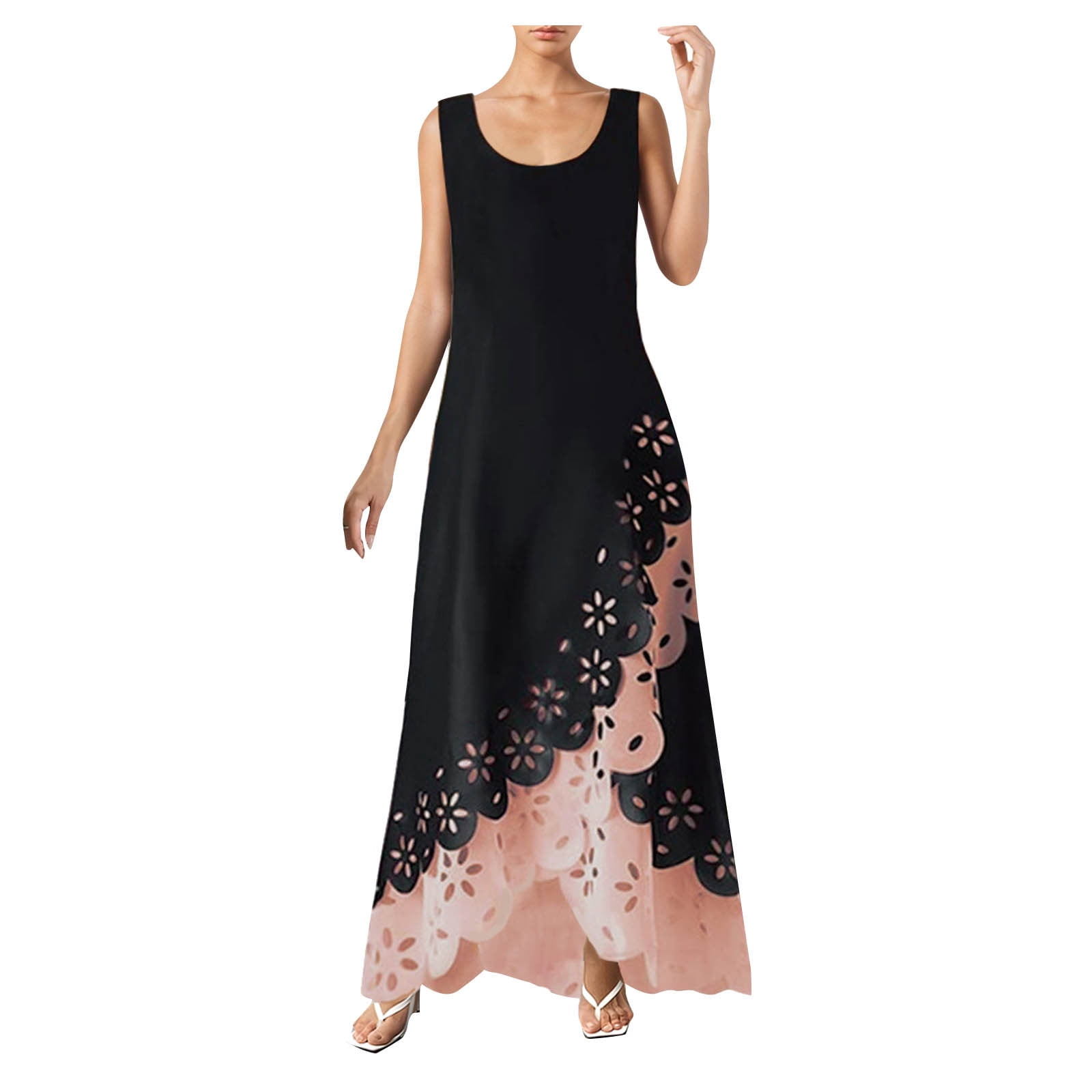 Robe Longue D'été Pour Femme, Robe Longue D'été Décontractée En Lin à Manches Courtes Et Col En V, Robe T-shirt Ample, Légère Et Confortable, Robe Longue Fluide Pour La Plage, Les Vacances