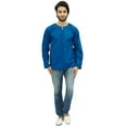 thumbnail image 6 of Atasi Men's Teal Blue Short Kurta Round Keyhole Neck Cotton Shirt-X-Large, 6 of 6