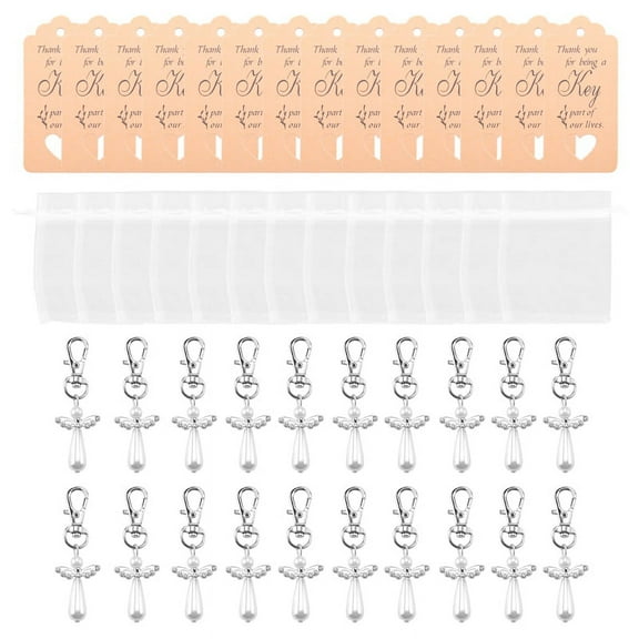 20Pcs Thank You Gift Angel Keychains Wedding Favors  Angel for  Baby Shower Birthday Giveaway