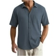 thumbnail image 1 of YanHoo Button Down Shirts for Men Short Sleeve Button Up Beach Shirts Solid Casual Summer T-Shirts, 1 of 6