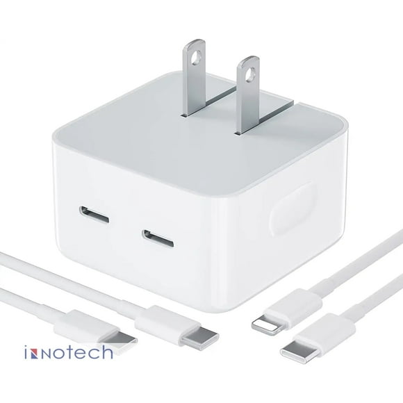 Cargador Rápido Innotech para iPhone 15/15 Pro/15 Pro Max Adaptador Compacto USB-C Dual 35 W